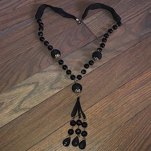 Black bead Long Necklace